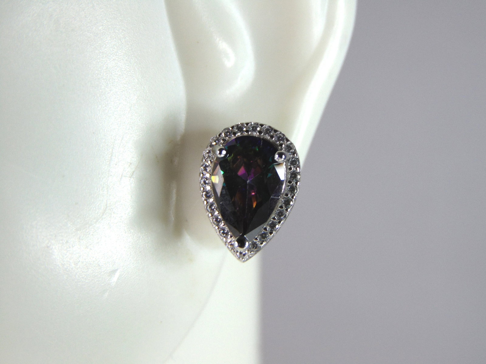 Womens Vintage Estate Sterling Silver Mystic Topaz Earrings (1 of 4)