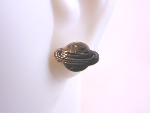 Womens Vintage Estate Sterling Silver Saturn Earrings