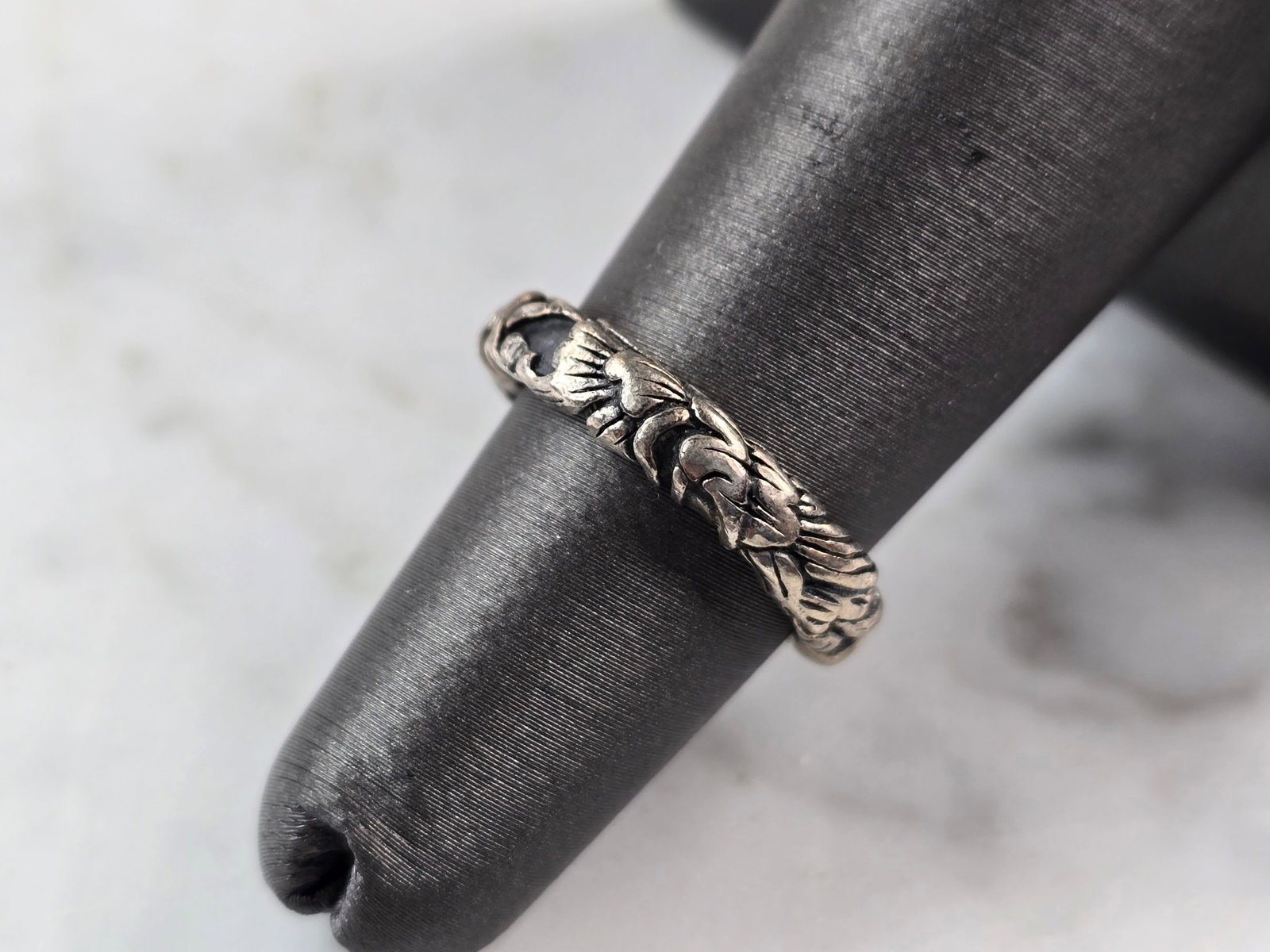 Womens Vintage Estate Sterling Silver Floral Ring