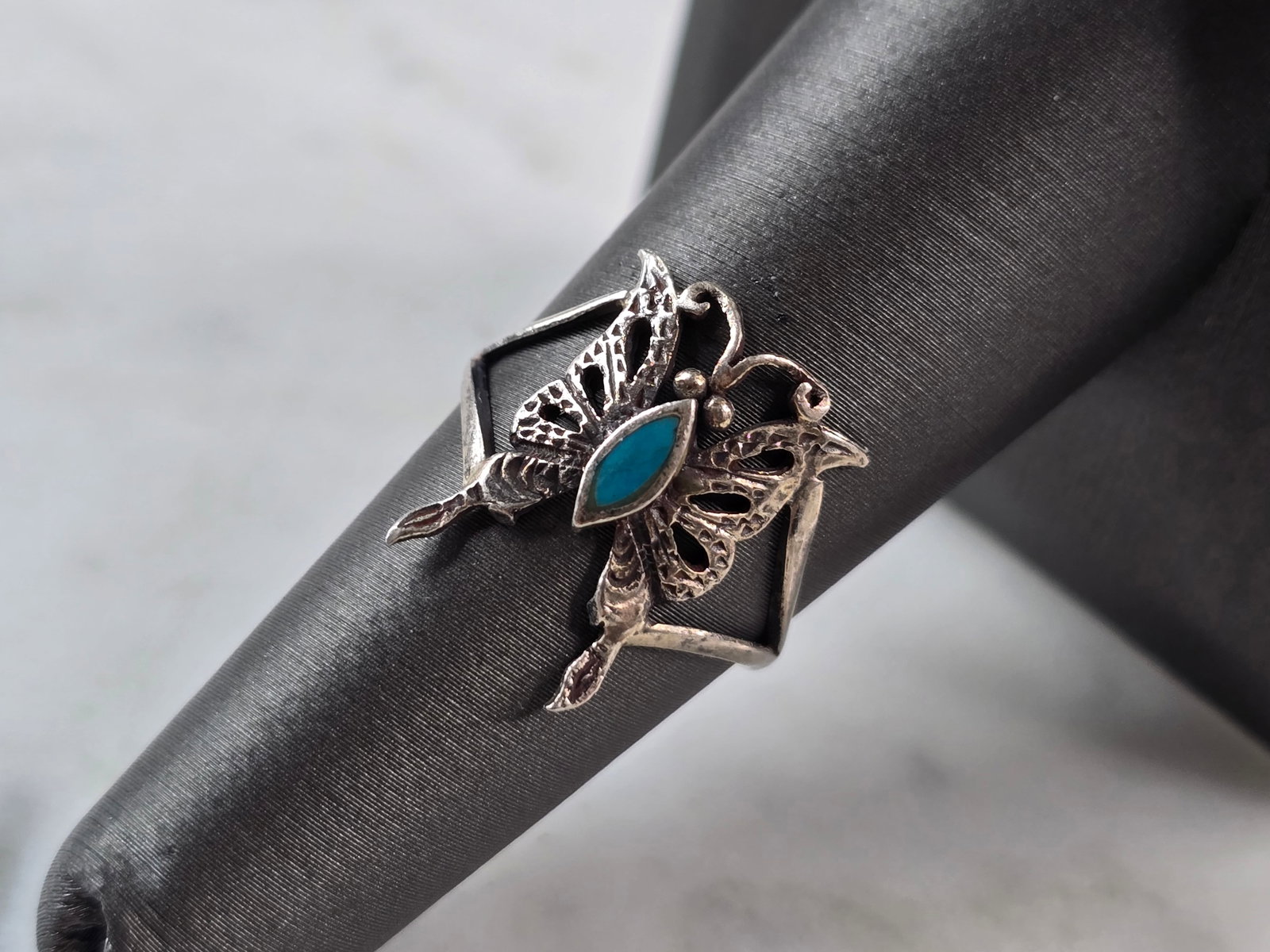 Womens Vintage Estate Sterling Silver Butterfly Ring