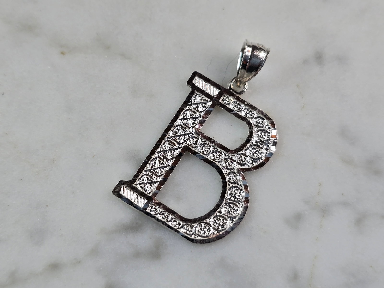 Womens Sterling Silver Initial Letter " B " Pendant (1 of 3)