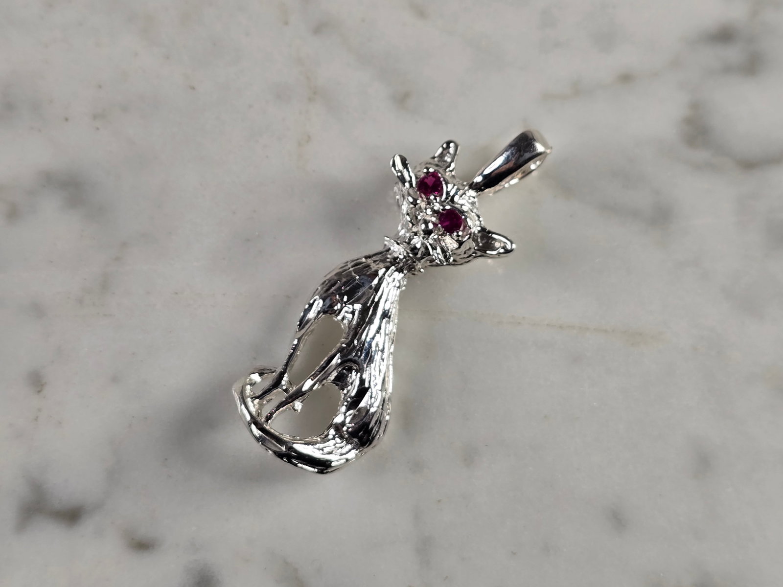 Womens Sterling Silver Siamese Cat Pendant (1 of 3)