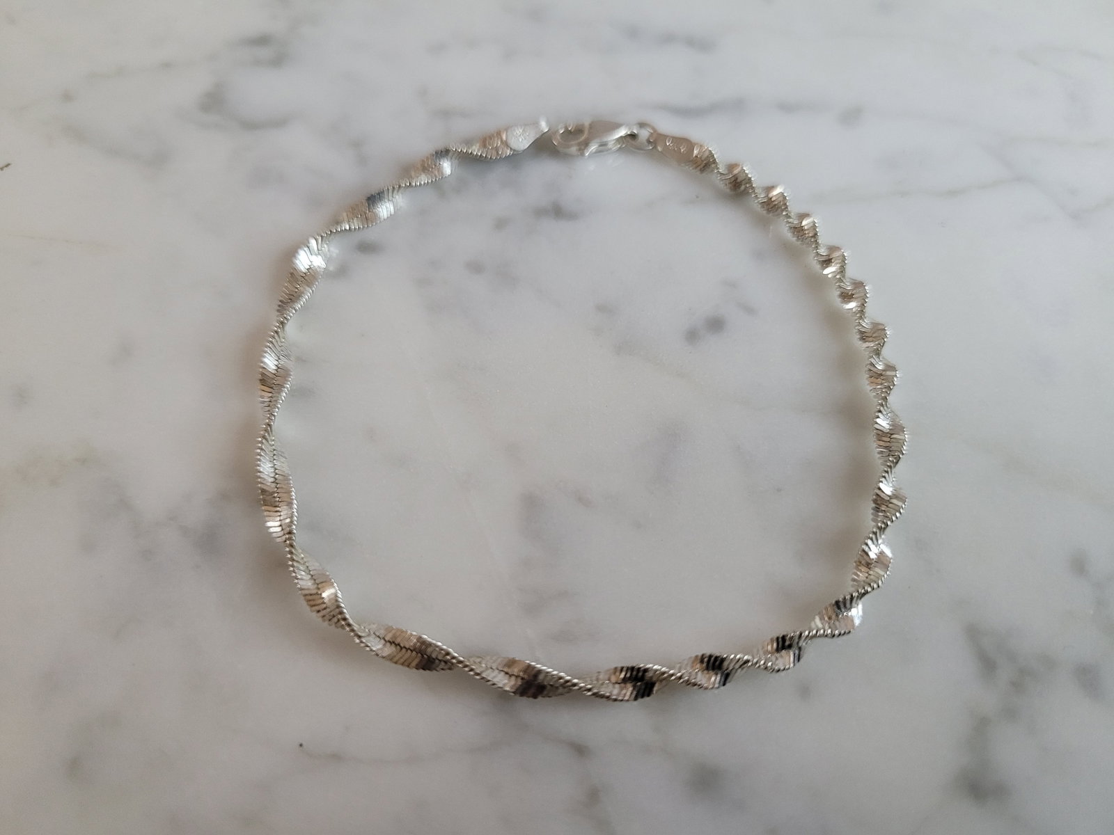 Womens Vintage Estate Twisted Sterling Silver Italian Bracelet
