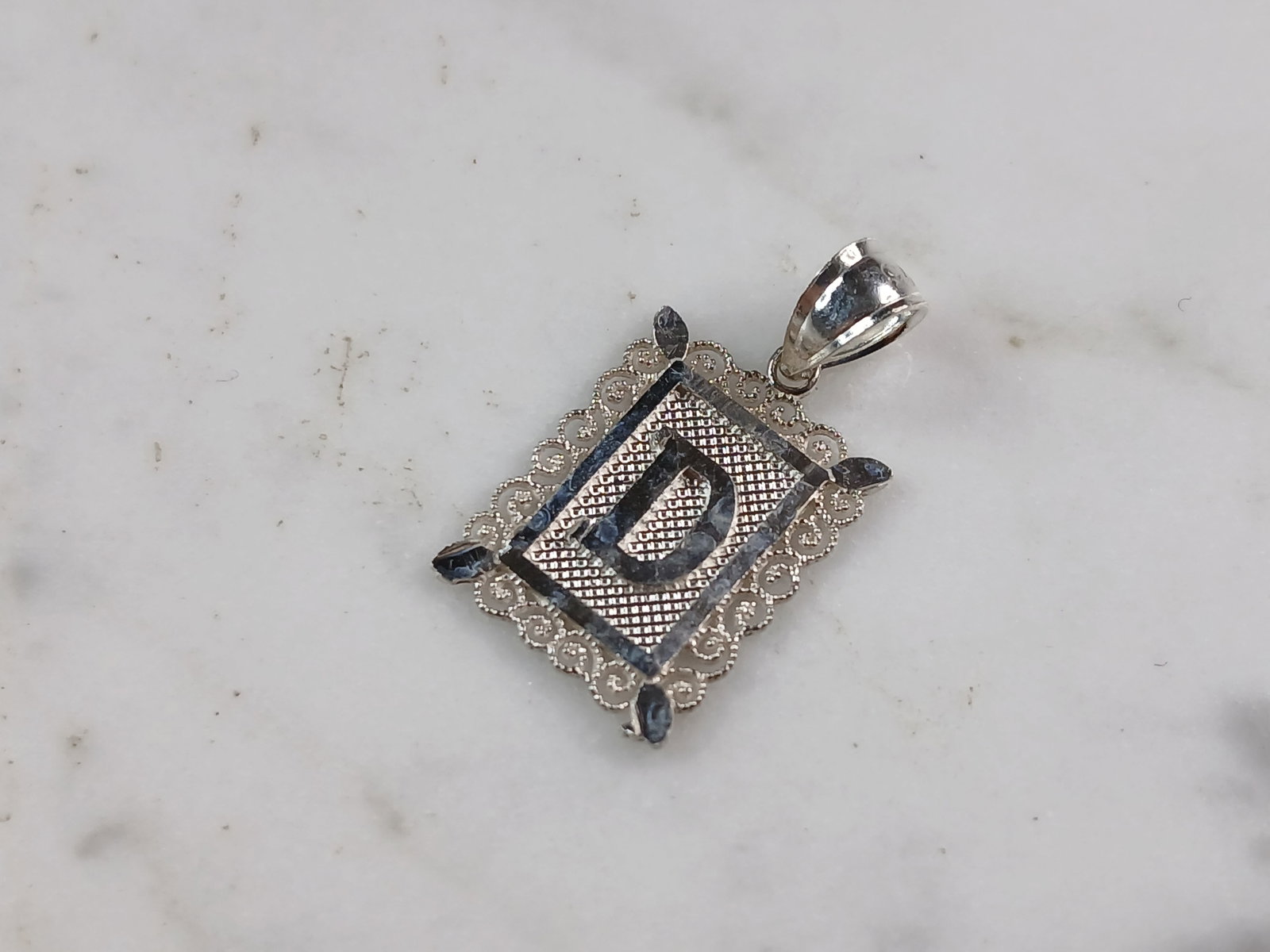 Womens Sterling Silver Initial Letter " D " Pendant