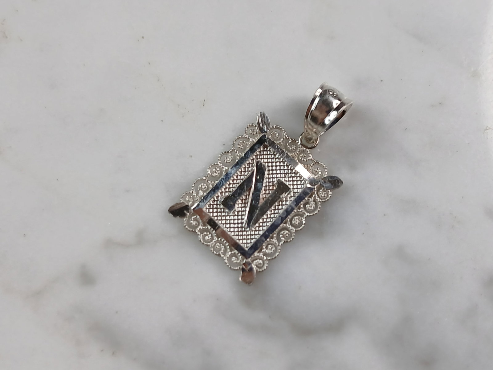 Womens Sterling Silver Initial Letter " N " Pendant
