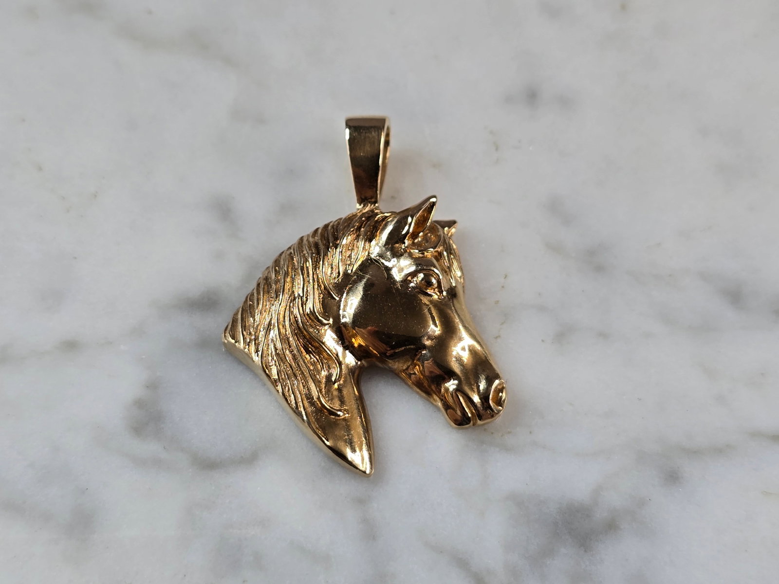 Womens Vintage Estate 14K Yellow Gold Horse Pendant (1 of 3)