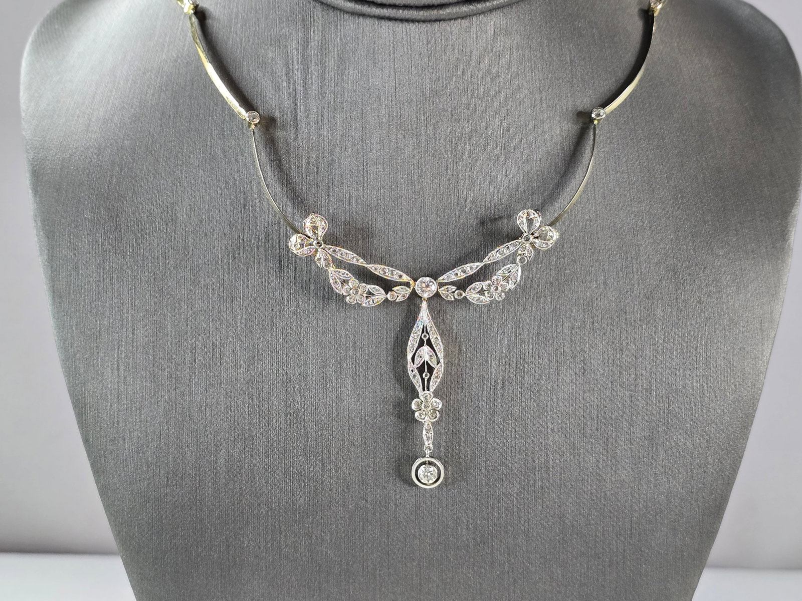 Womens Vintage Antique 14K Gold Diamond Victorian Necklace Pendant (1 of 7)