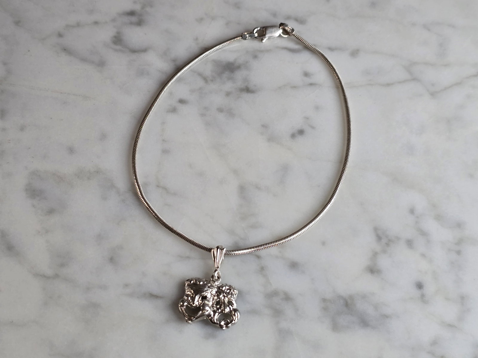 Womens Vintage Estate Sterling Silver Modernist Charm Anklet (1 of 3)