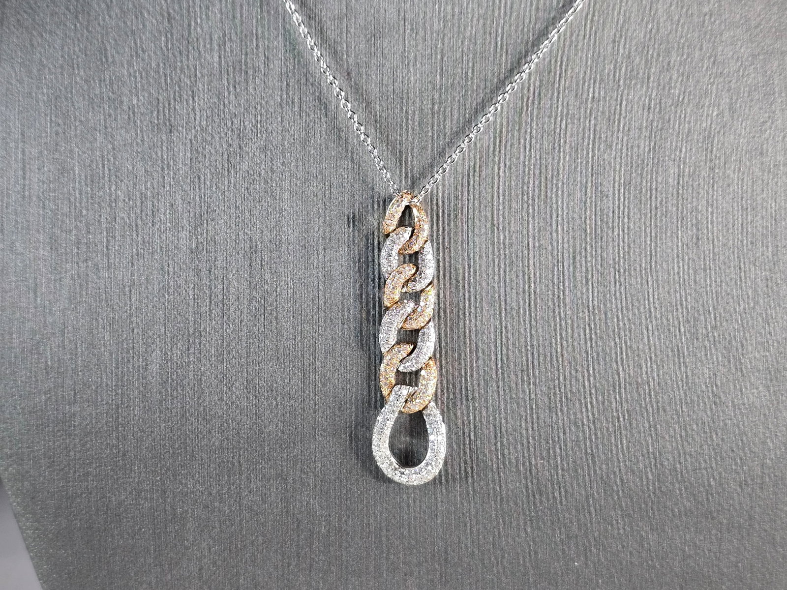 Women's Vintage Estate 14K White & Rose Gold Diamond Link Necklace (1 of 5)