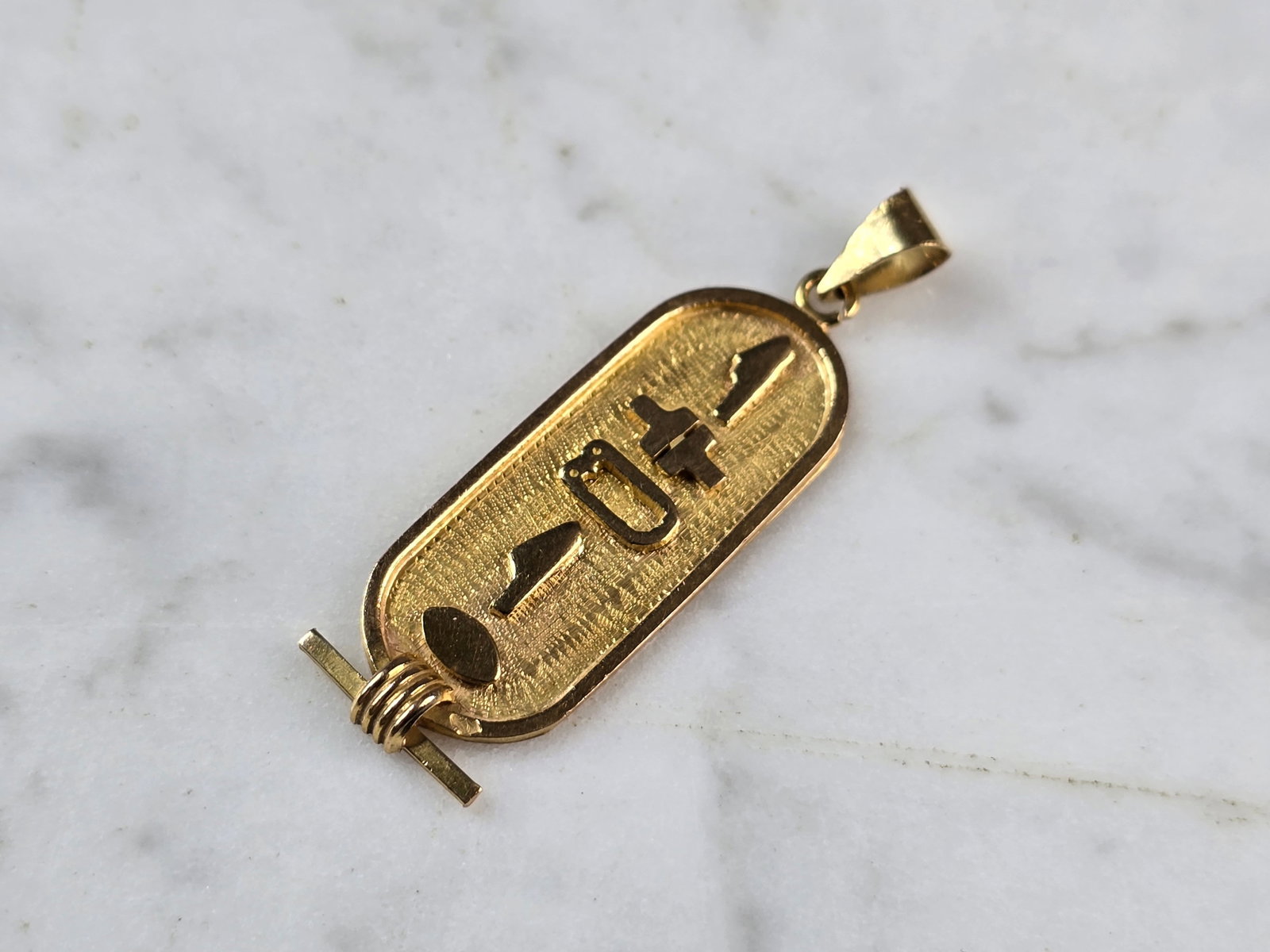Vintage Estate 18K Yellow Gold Egyptian Hieroglyph Pendant (1 of 4)