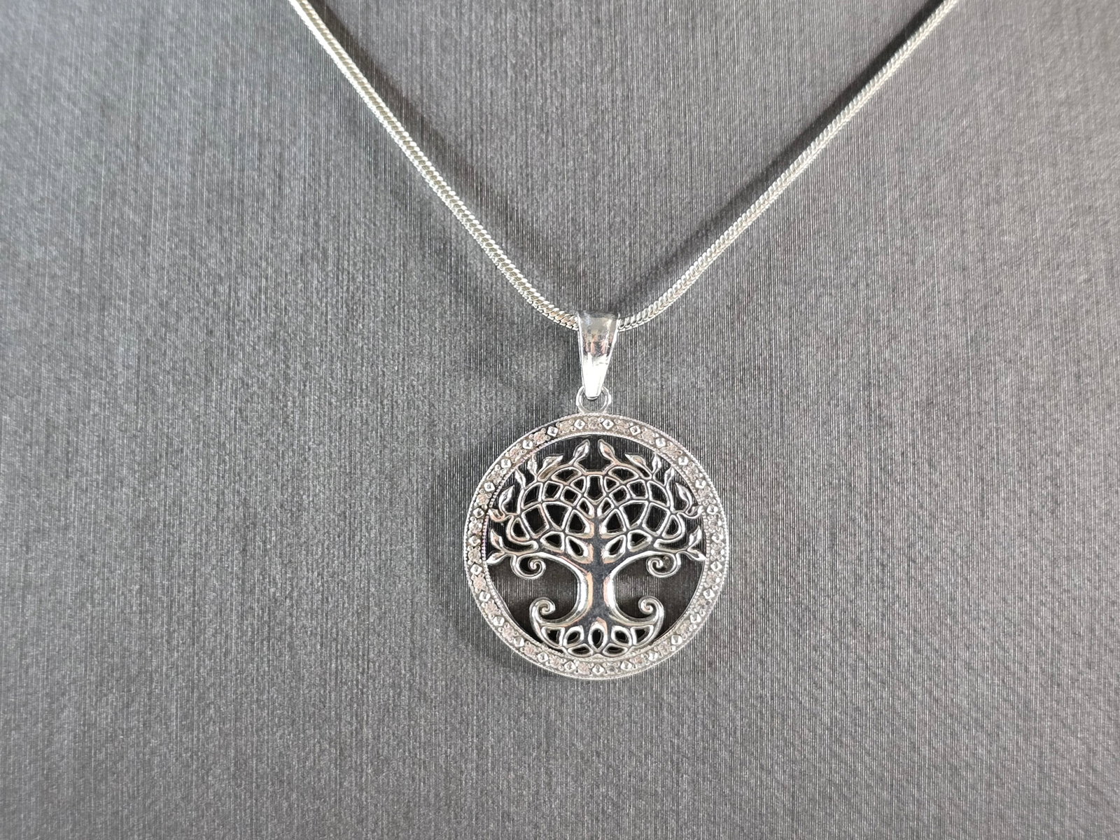Womens Vintage Sterling Silver Tree Of Life Pendant Necklace (1 of 4)