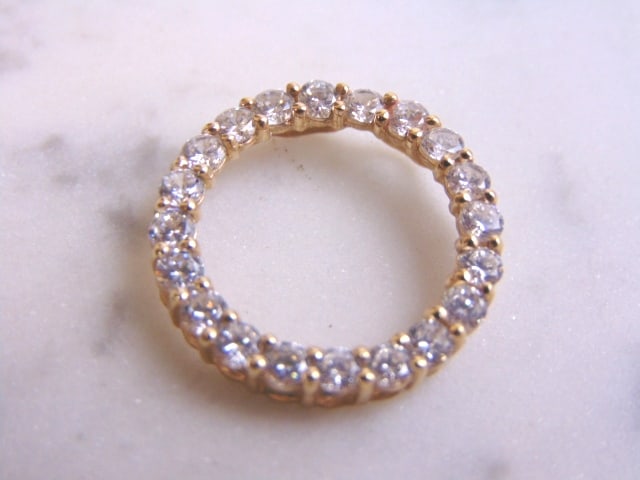 Womens Vintage Estate 10K Gold CZ Eternity Pendant (1 of 2)