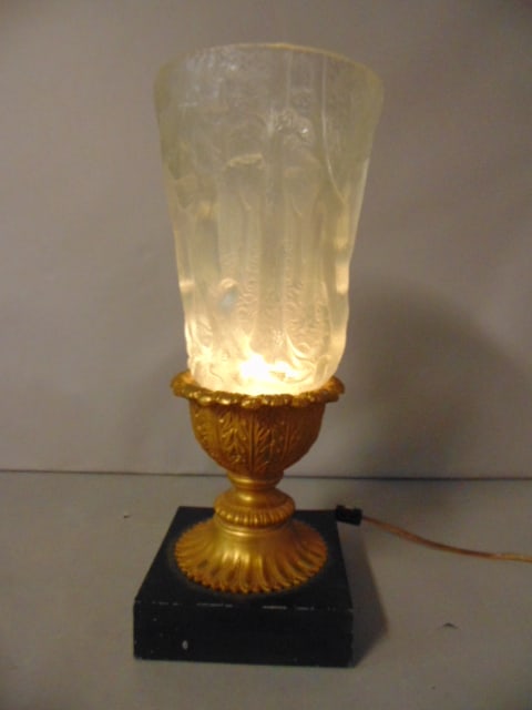 ANTIQUE JOSEPH INWALD BAROLAC FOREST LAMP VASE: AN ANTIQUE JOSEPH INWALD BAROLAC FOREST LAMP VASE THAT MEASURES 18 1/2" TALL BY ABOUT 7 1/2" AT ITS WIDEST POINT. CONDITION OF THE VASE IS GREAT FOR ITS AGE. THE BASE ITSELF NEEDS SOME TIGHTENING. THE