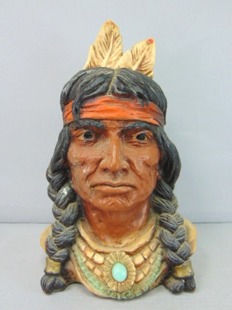 Vintage Indian Chief Universal Statuary Corp Chicago 1966 Bust (1 of 5)