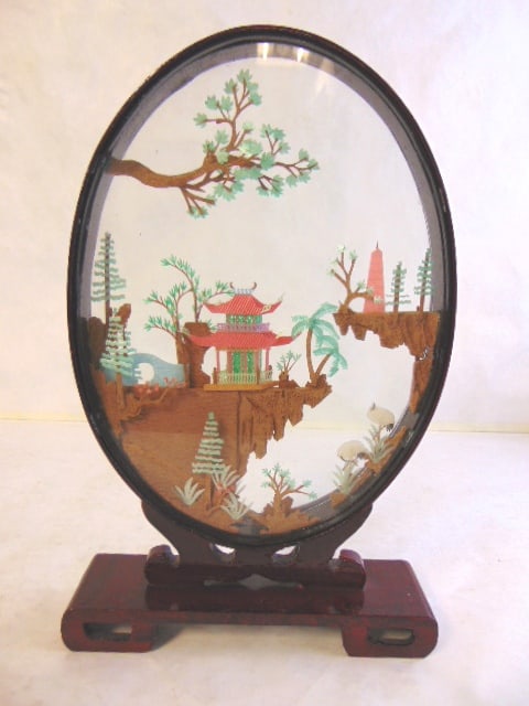 DECORATIVE VINTAGE CHINESE CORK DISPLAY (1 of 5)