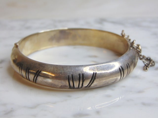Womens Vintage Sterling Silver Modernist Bracelet (1 of 4)