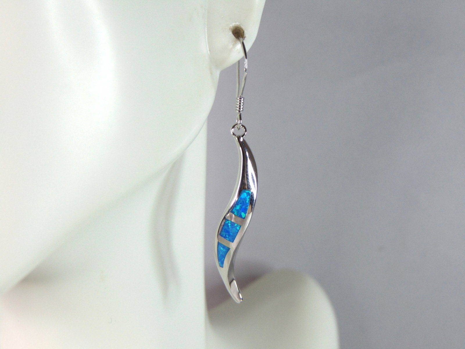 Womens Estate Sterling Silver Modernist Opal Earrings & Pendant Set (1 of 5)