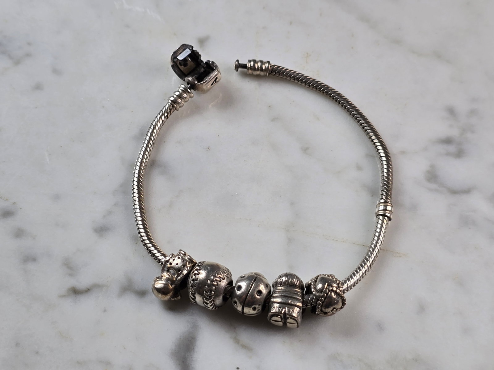Womens Vintage Estate Sterling Silver Pandora Charm Bracelet (1 of 4)