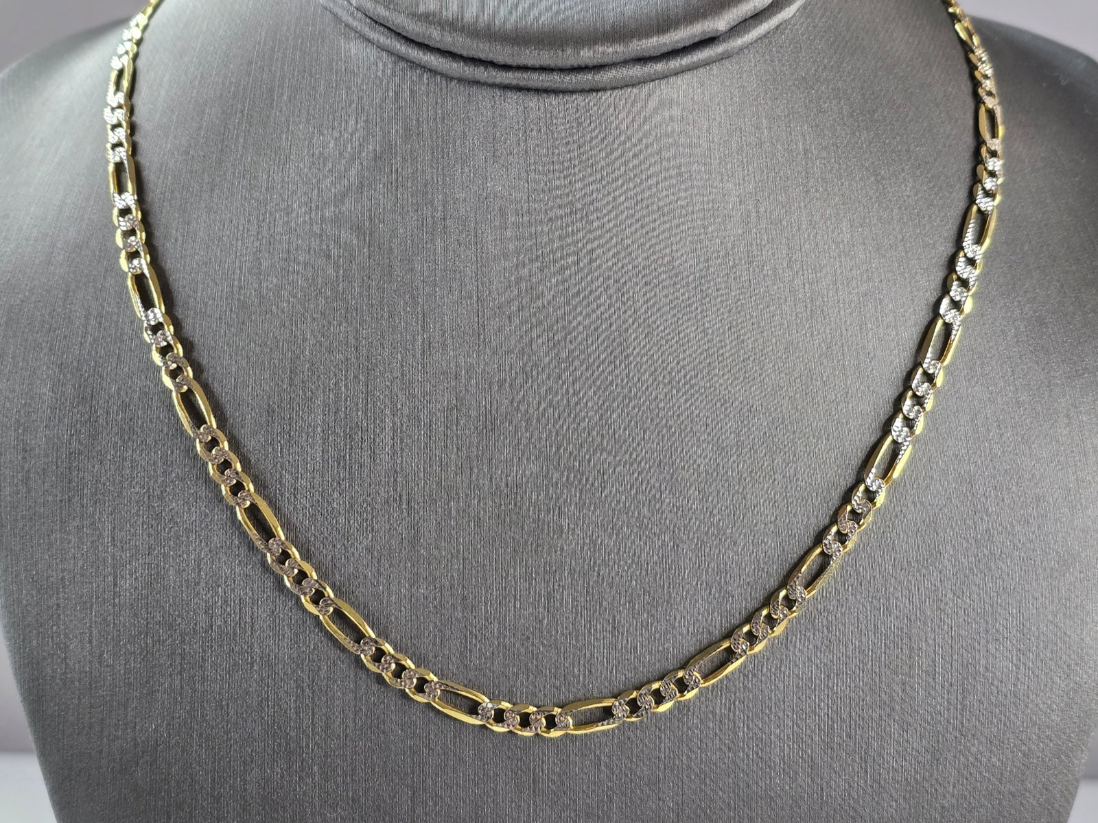 Womens Mens Vintage Estate 10K Yellow & White Gold Chain Necklace (1 of 3)