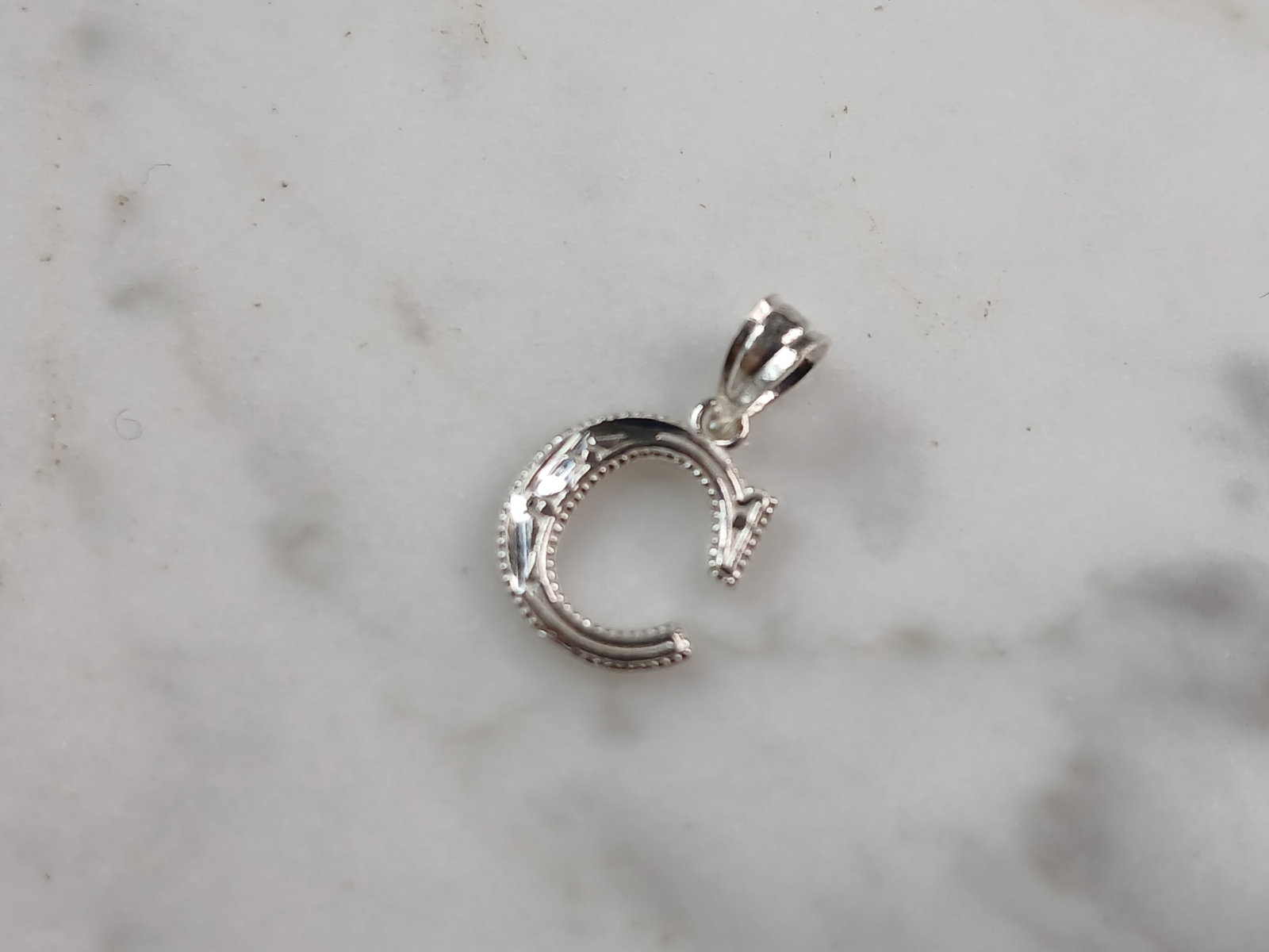 Womens Sterling Silver Initial Letter " C " Pendant