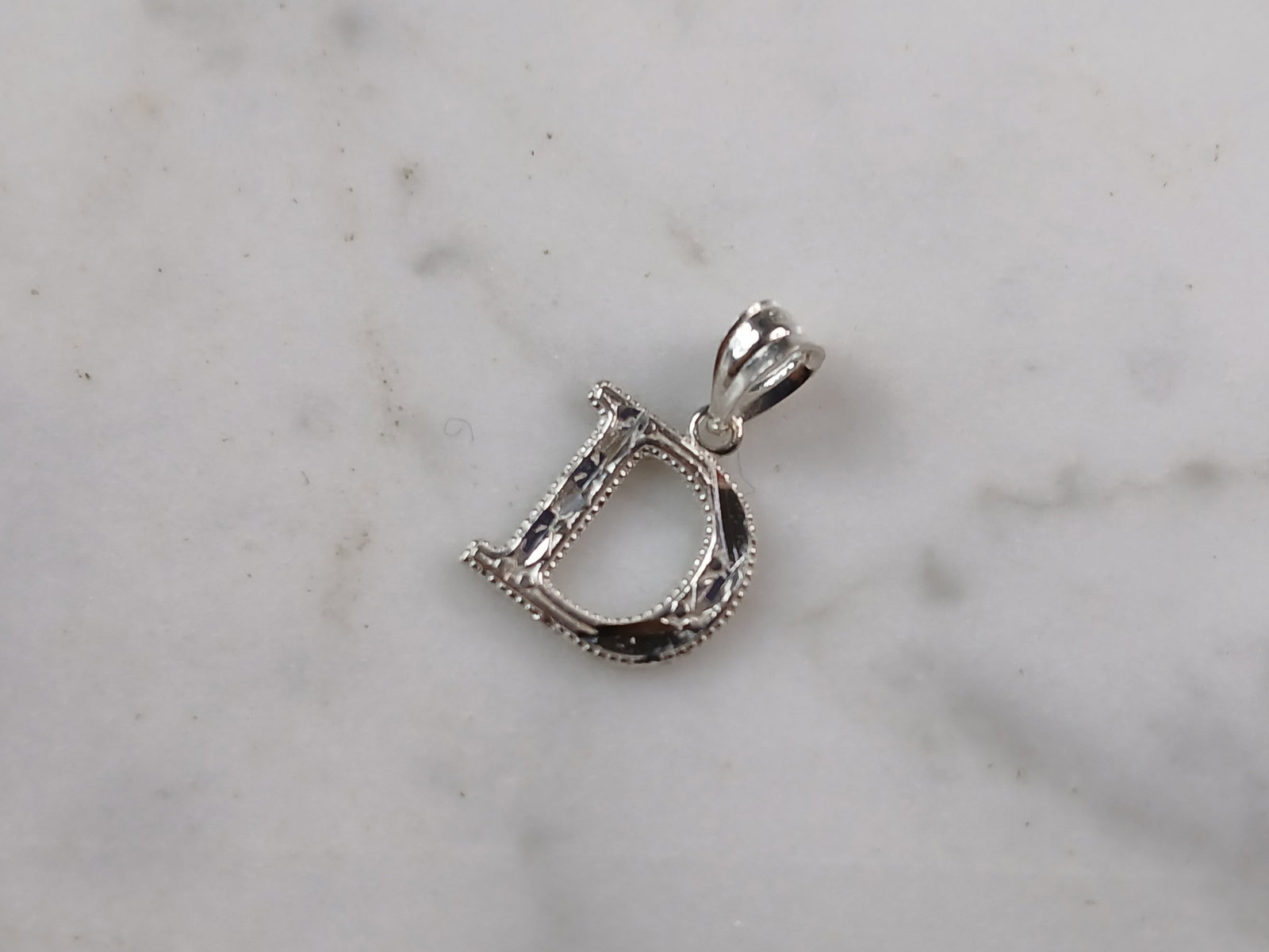 Womens Sterling Silver Initial Letter " D " Pendant (1 of 3)
