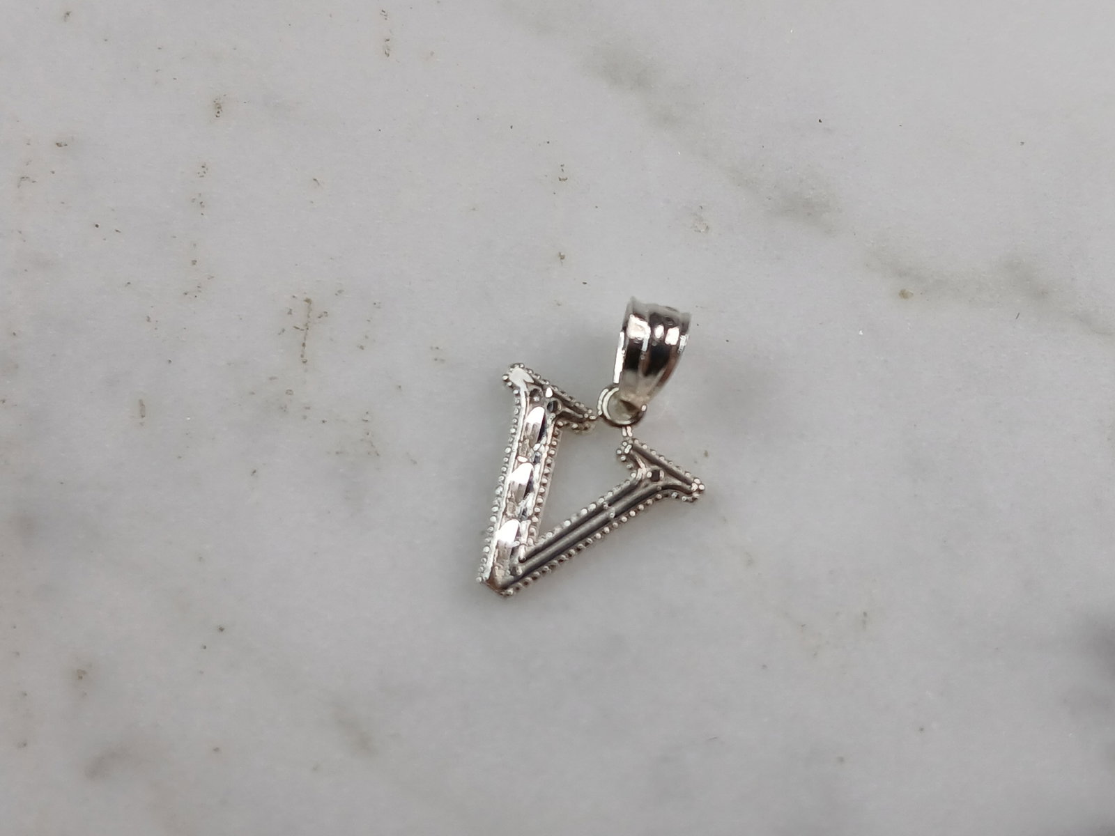 Womens Sterling Silver Initial Letter " V " Pendant (1 of 3)