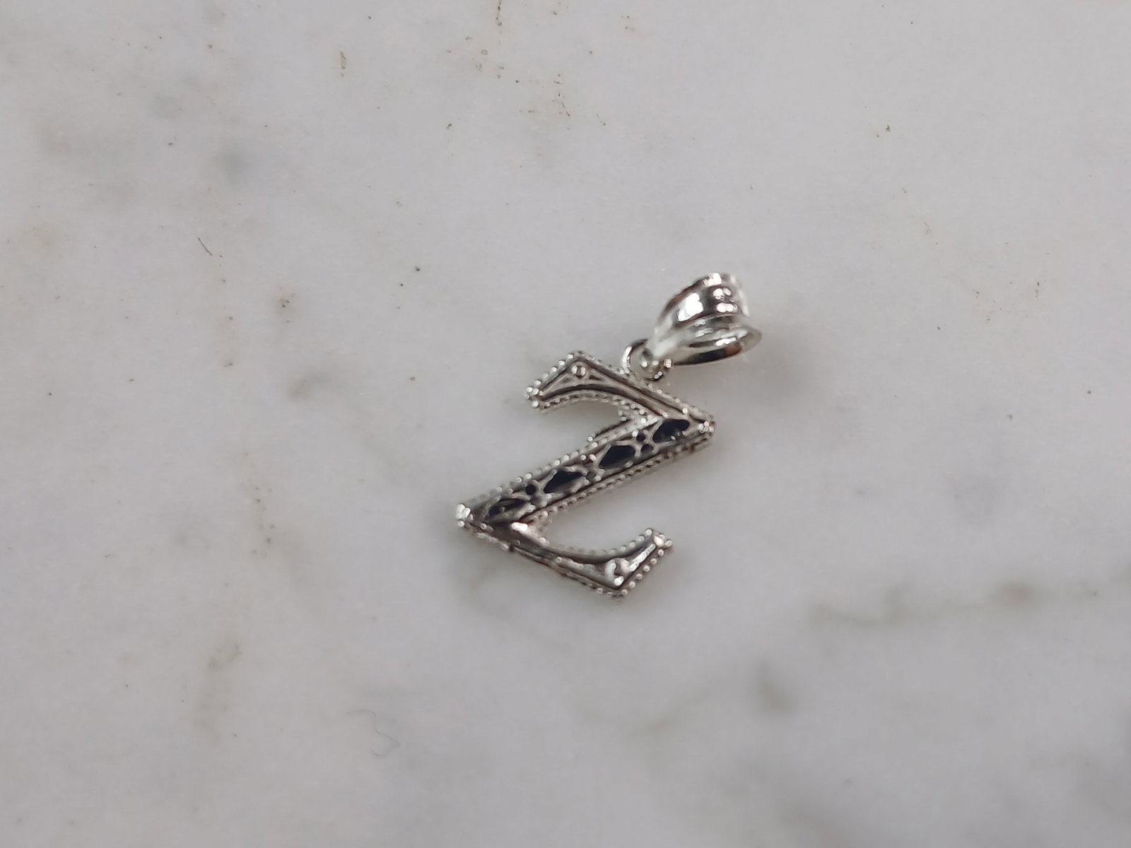 Womens Sterling Silver Initial Letter " Z " Pendant
