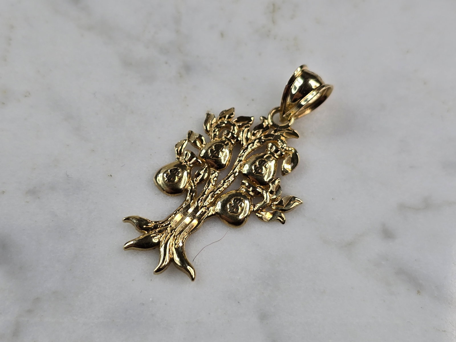Womens Vintage Estate 10K Yellow Gold Money Tree Pendant (1 of 3)