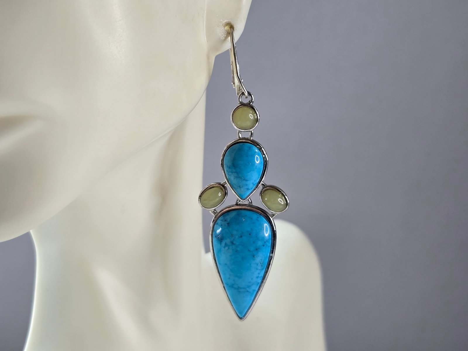 Womens Vintage Estate Sterling Silver Turquoise Earrings (1 of 4)