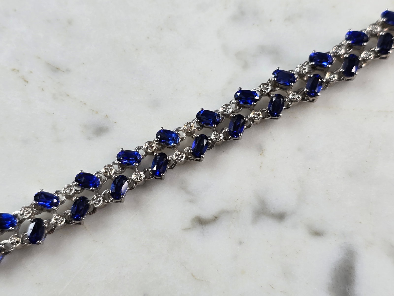 Womens Vintage Estate Sterling Silver Modernist Sapphire Bracelet (1 of 3)