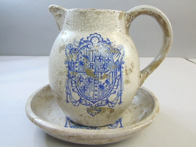 DISTRESSED ANCIENT STYLE BOWL AND PITCHER (1 of 10)