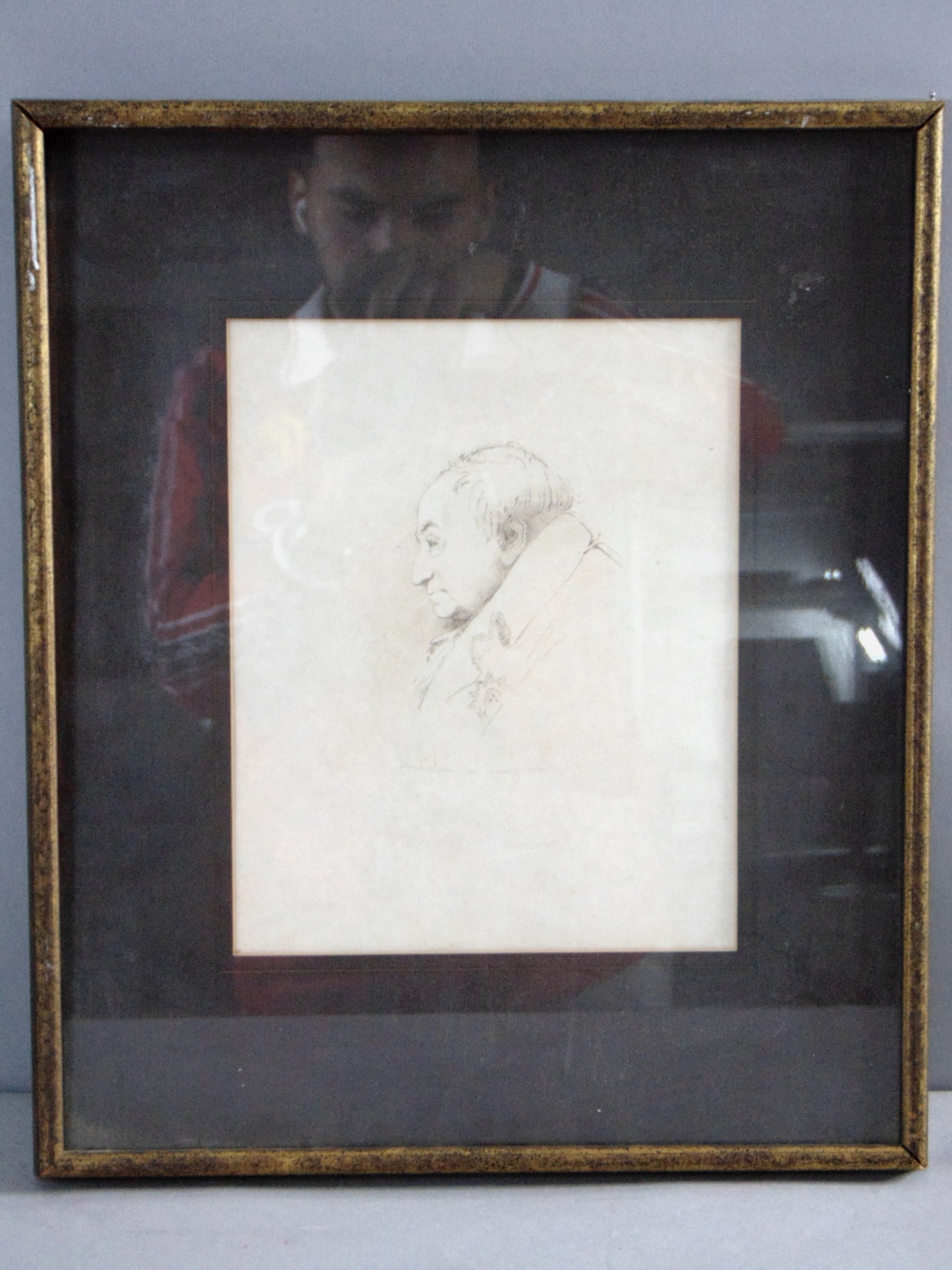 Vintage Estate Framed Etched Earl Vincent Portrait Art Print: FOR SALE IS THIS VINTAGE ESTATE FRAMED ETCHED EARL VINCENT PORTRAIT ART PRINT. THE FRAME MEASURES 13 3/4" BY 16 1/2". FRAME HAS SOME SMALL BLEMISHES AND BACK OF THE FRAME IS LOOSE AND NEEDS MORE NAILS
