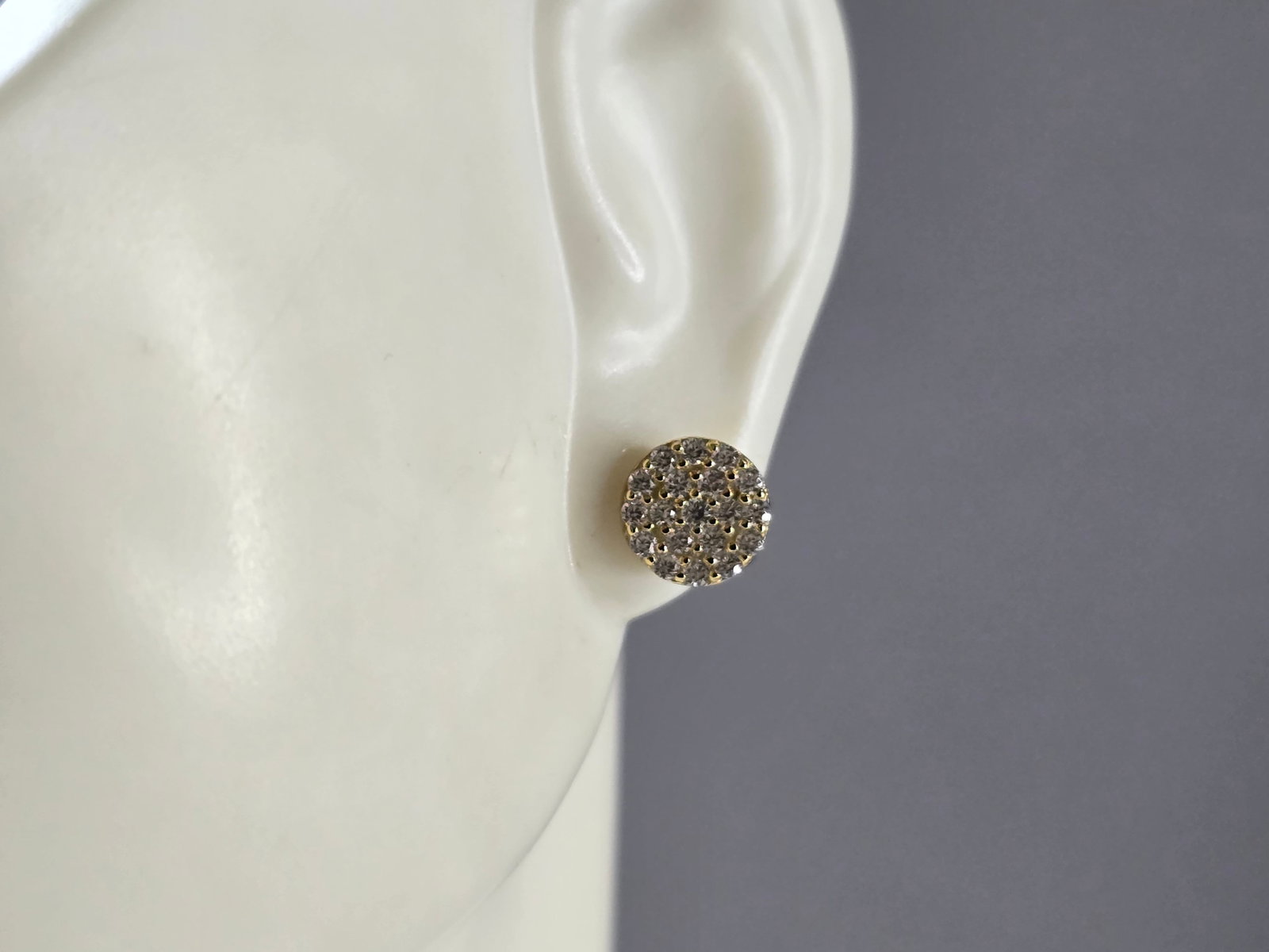 Womens Vintage Estate Sterling Silver Gold Tone CZ Stud Earrings (1 of 4)