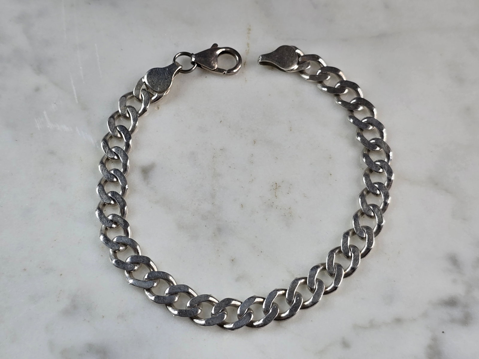 Womens Vintage Estate Sterling Silver Chain Link Bracelet (1 of 3)