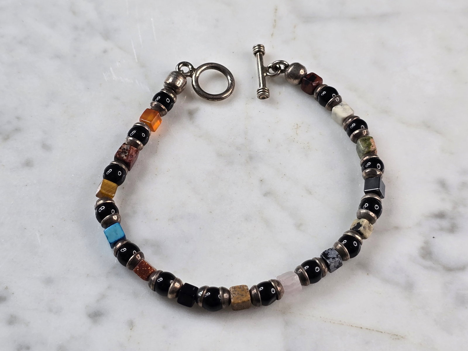 Womens Vintage Estate Sterling Silver Beaded Bracelet (1 of 4)