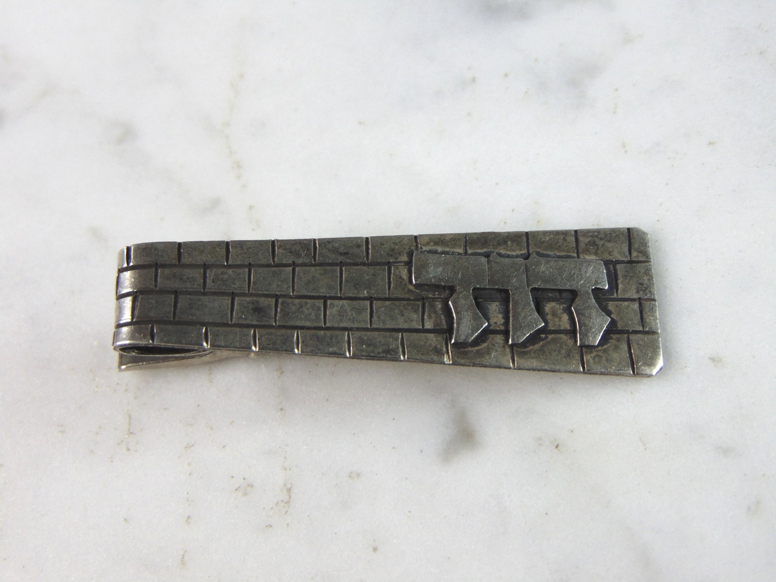Mens Vintage Estate Sterling Silver Middle Eastern Tie Clip (1 of 2)