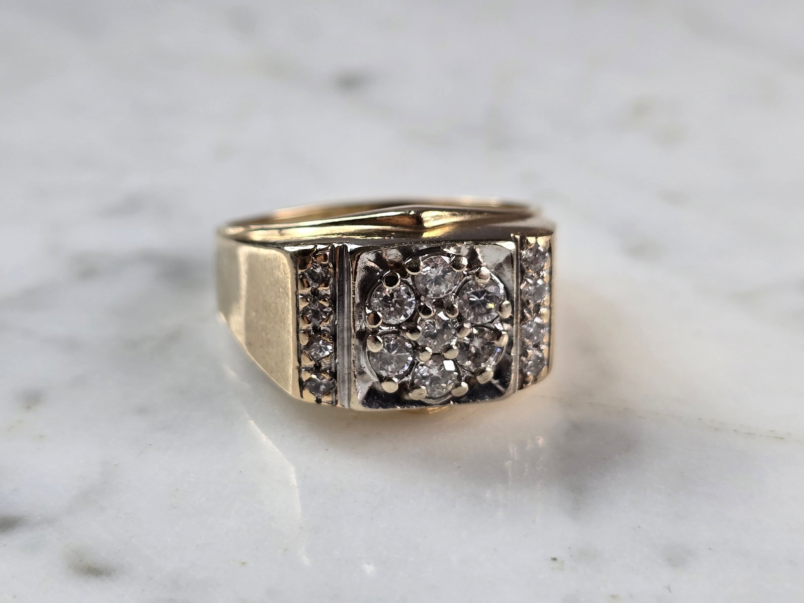 Mens Vintage Estate 14K Yellow Gold Diamond Ring (1 of 4)