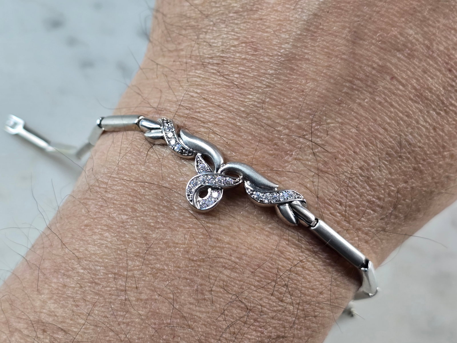 Womens Vintage Estate 14K White Gold Diamond Bracelet (1 of 4)