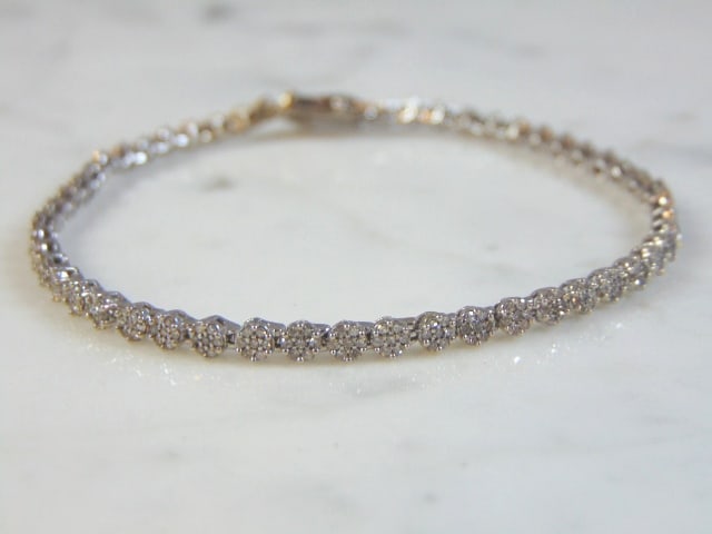 Womens Vintage 14K White Gold Diamond Tennis Bracelet (1 of 4)