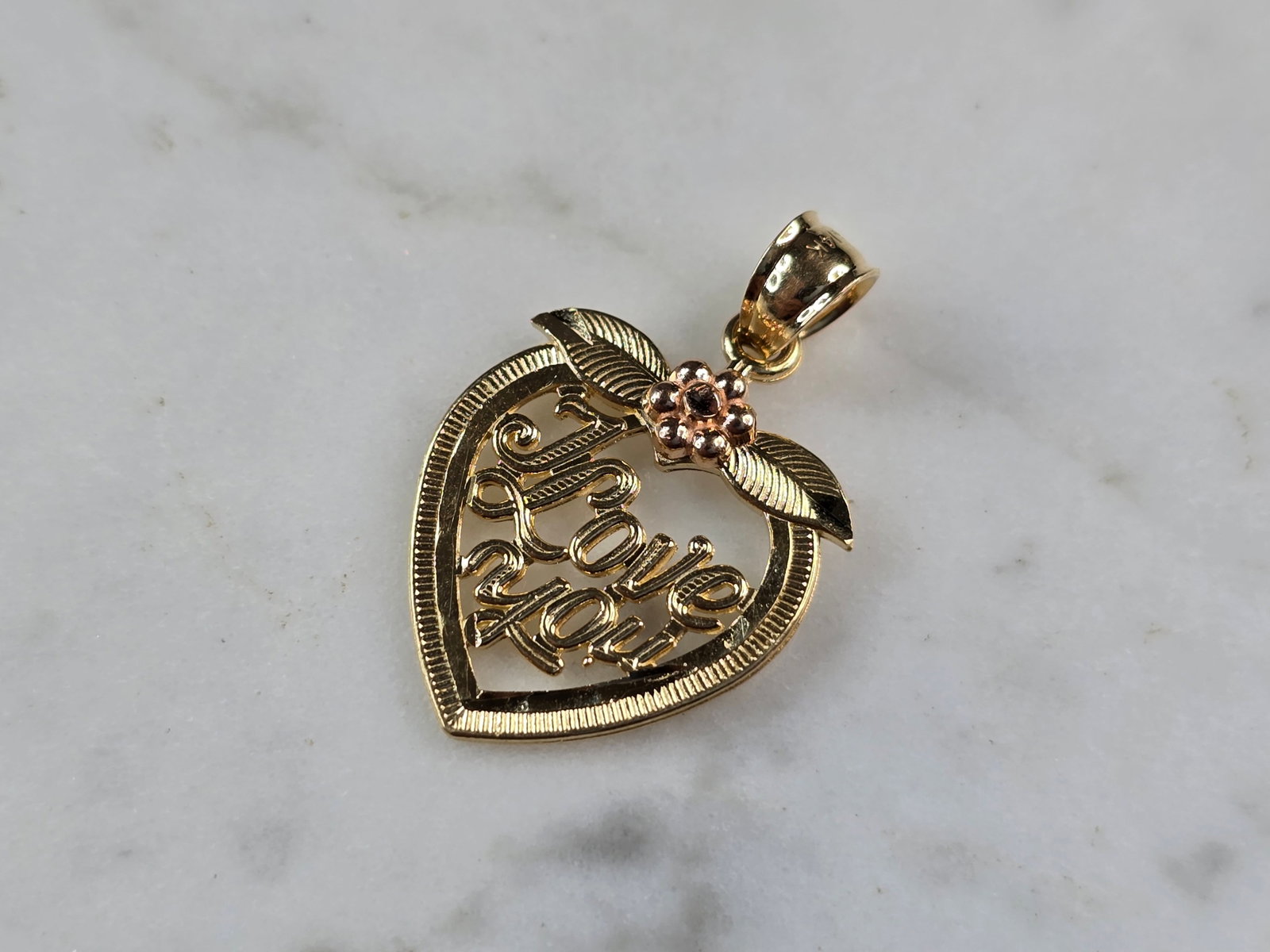 Womens Vintage Estate 14k Mixed Gold Love Heart Pendant (1 of 3)