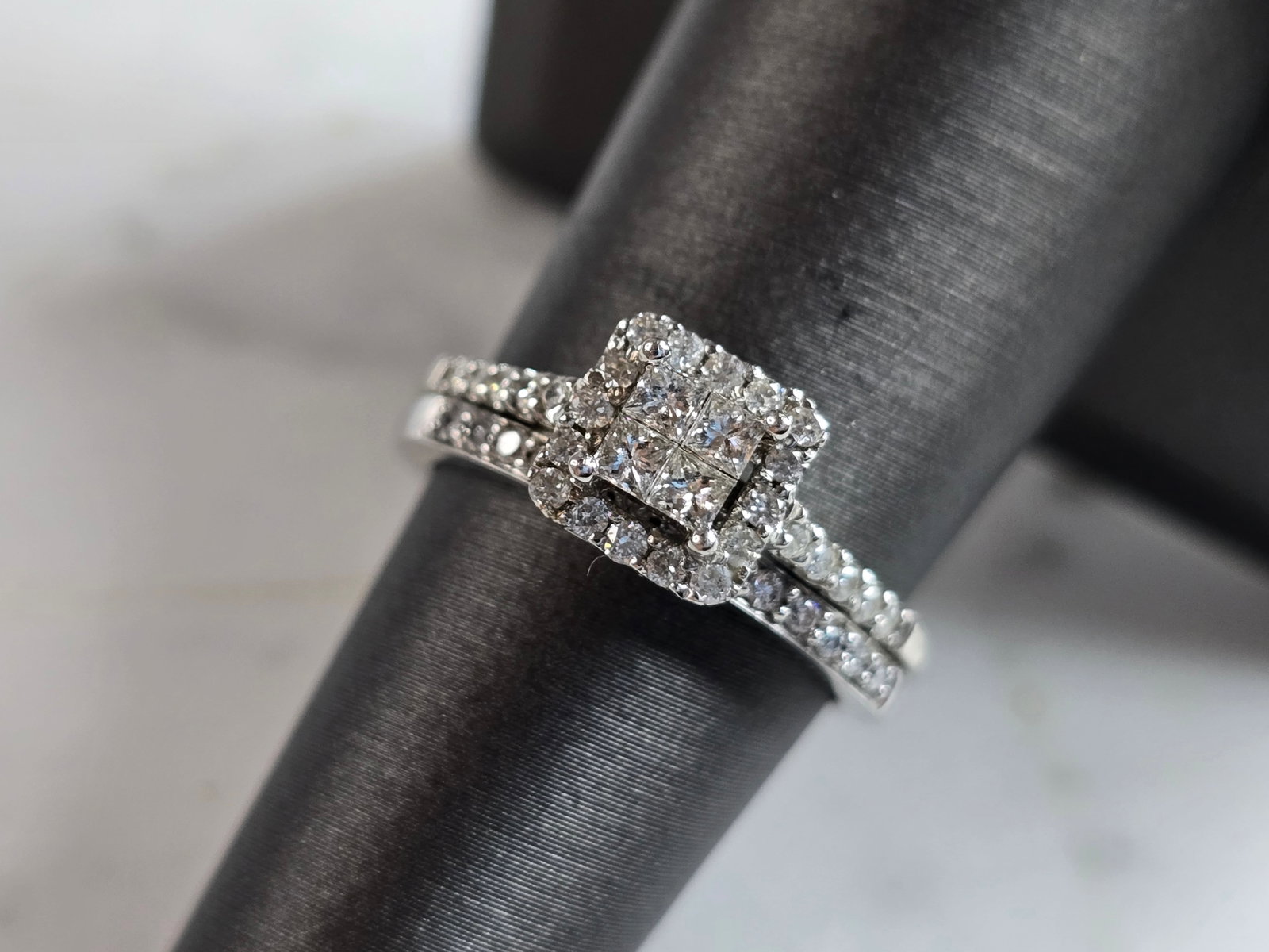 Womens Vintage Estate 14K White Gold Diamond Ring Set (1 of 6)