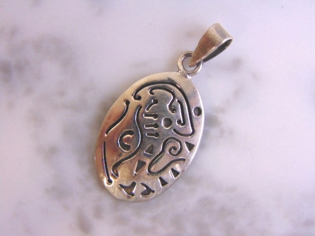 Womens Vintage Estate Sterling Silver Modernist Pendant (1 of 2)