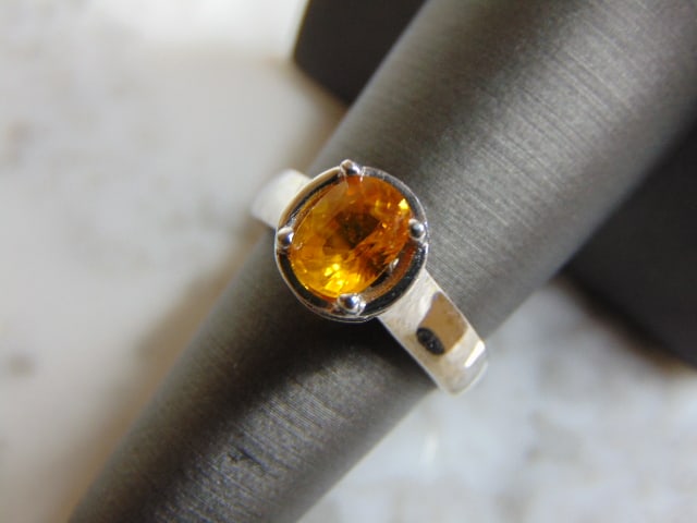 Womens Vintage Estate 14K White Gold Citrine Diamond Ring (1 of 4)