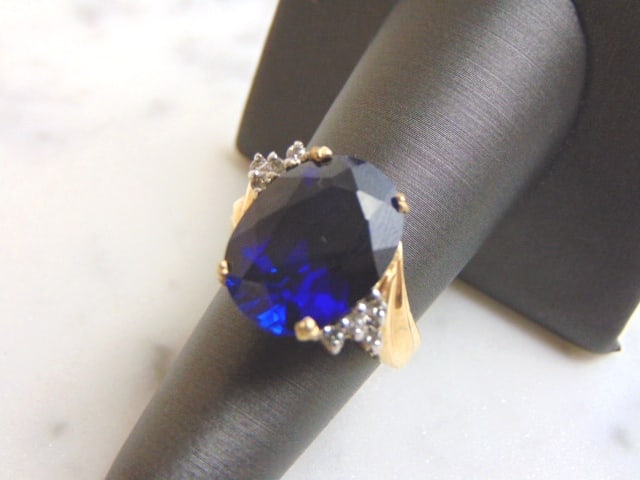Women's Vintage Estate 14K Gold Sapphire & Diamond Ring (1 of 4)