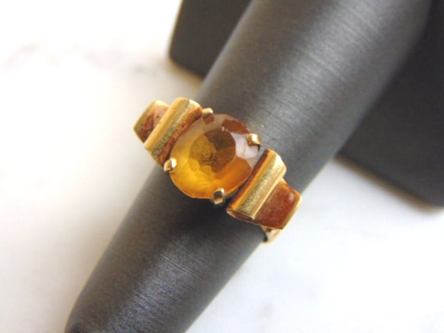 Womens Estate 14K Yellow Gold Ring w/ Citrine Stone (1 of 4)
