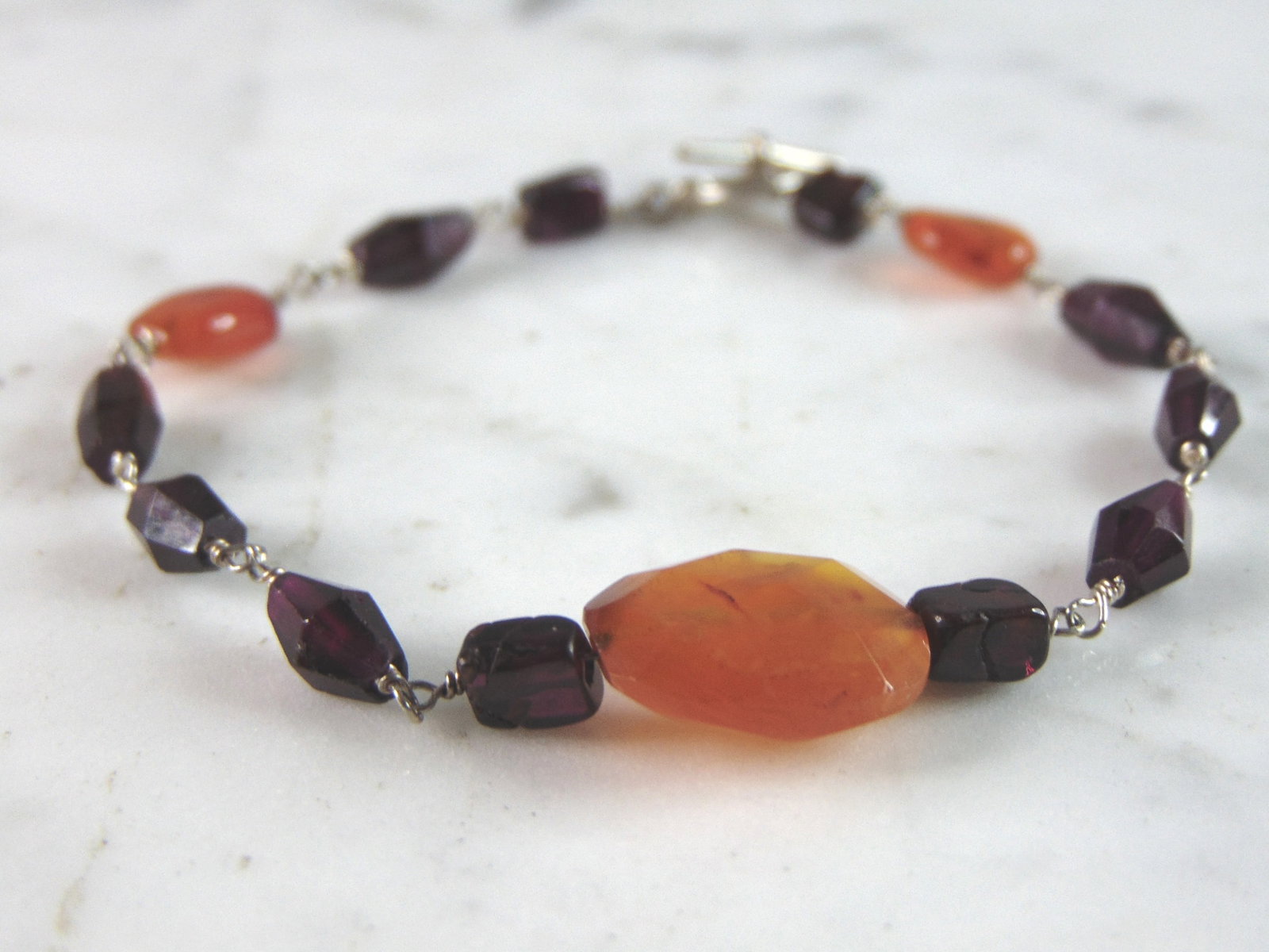 Womens Vintage Estate Sterling Silver Amber Bracelet (1 of 4)
