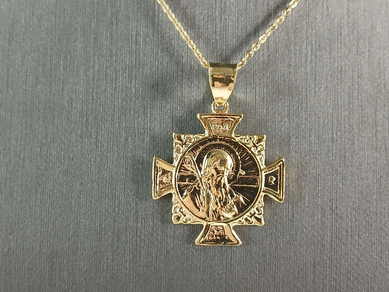 Womens Sterling Silver Gold Tone St Benedict Cross Pendant Necklace (1 of 4)