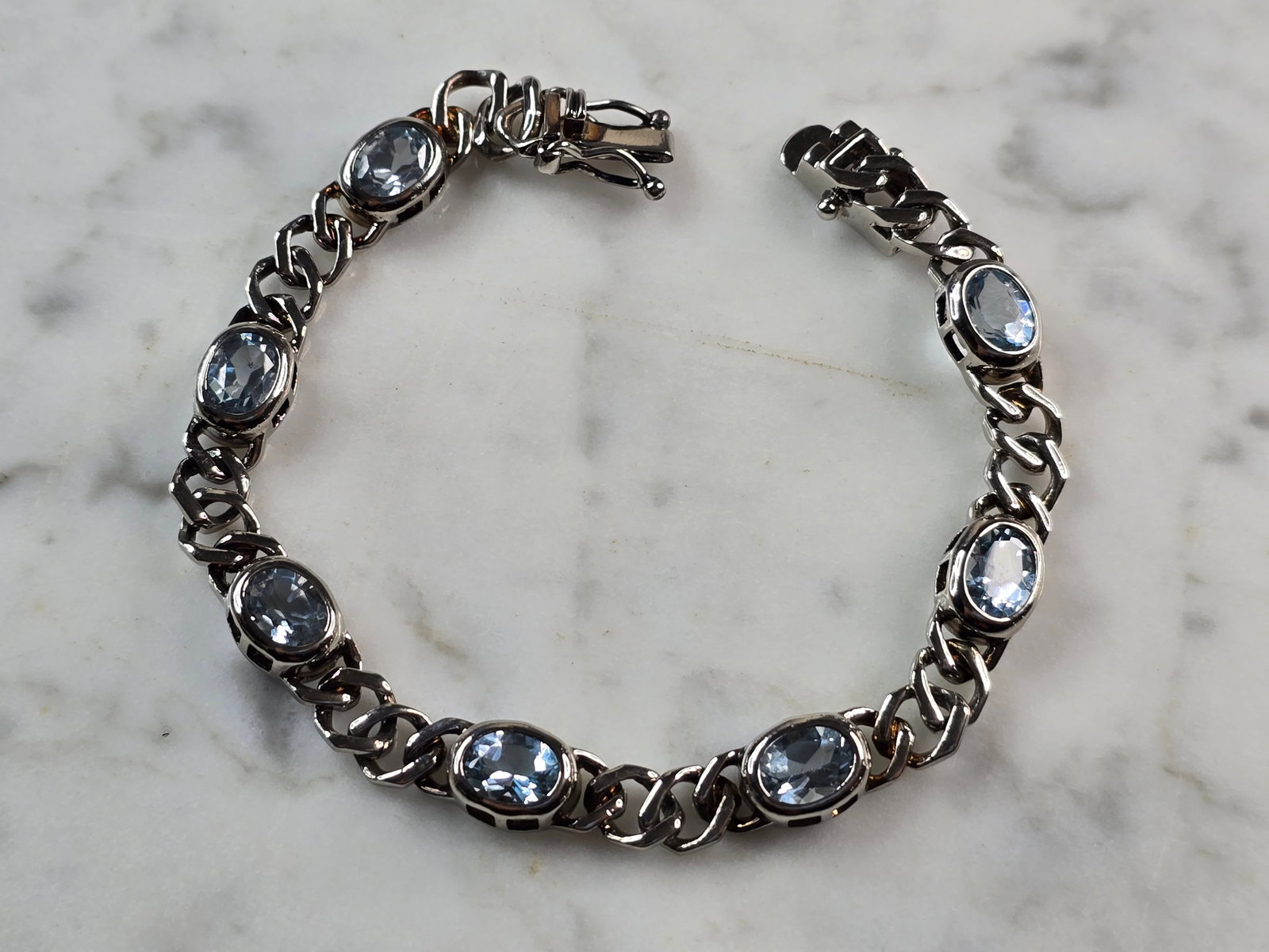 Womens Vintage Estate Sterling Silver Topaz Bracelet (1 of 4)