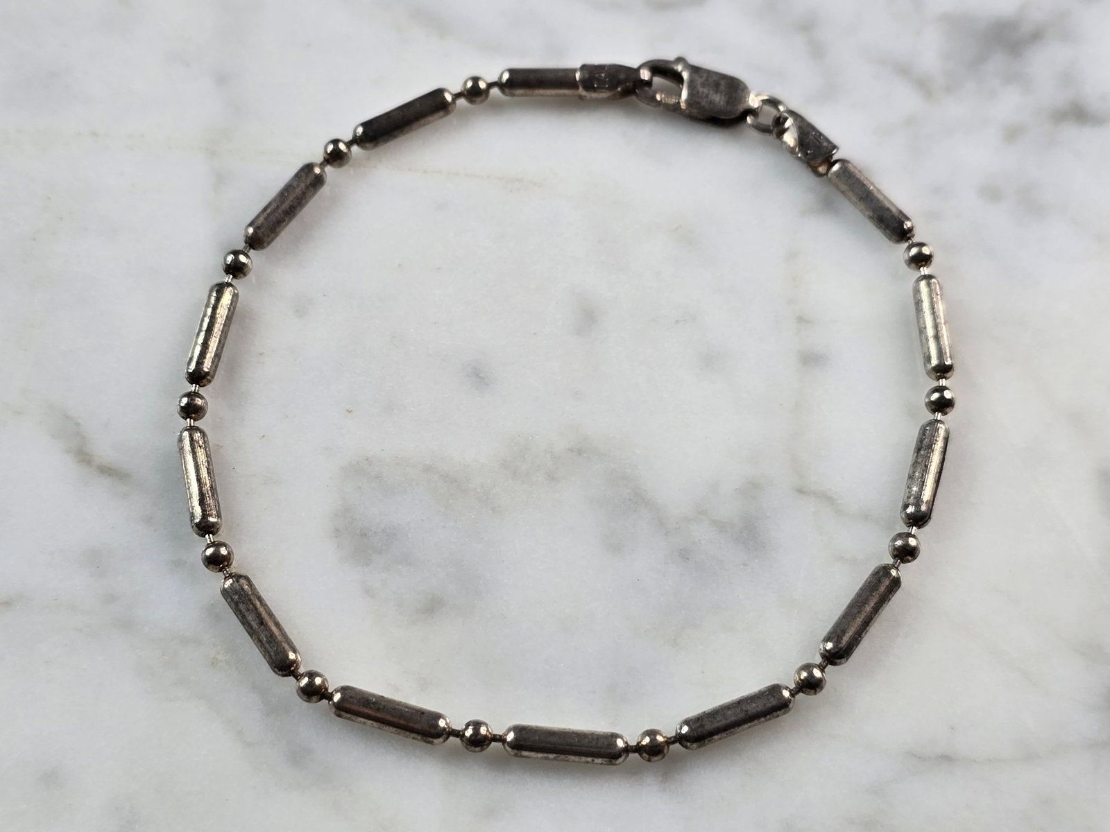 Womens Vintage Estate Sterling Silver Beaded Bracelet (1 of 3)