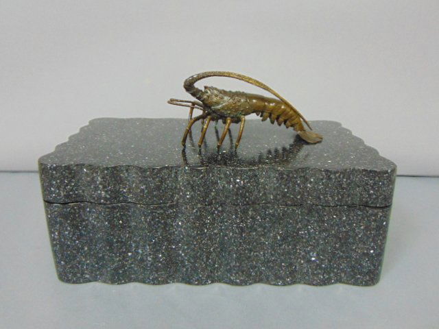 VINTAGE MID MODERN BOX W/ BRONZE SPINY LOBSTER (1 of 6)
